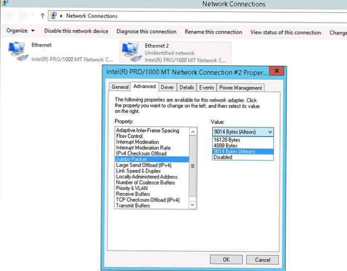 Omogućite Jumbo Frames na Windows Server 2012 R2 Hyper-V