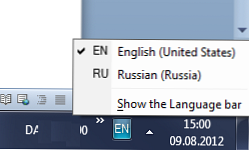 Vraćanje jezične trake u sustavu Windows 7