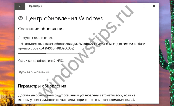 Windows 10 Insider Preview Build 14986 prejme kumulativno posodobitev KB3206309