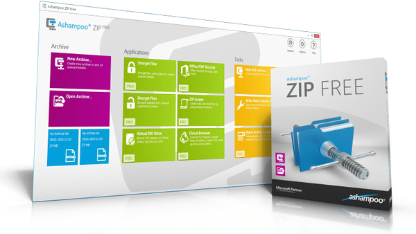 Ashampoo ZIP Free - легкий архіватор для сенсорних пристроїв