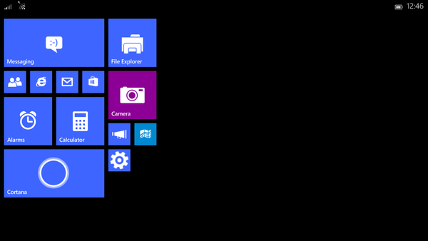 Tangkapan layar pertama Windows 10 untuk tablet kecil