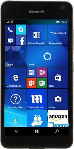 Megjeleníti a Microsoft Lumia 650 okostelefont