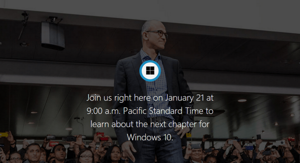 Početak emitiranja konferencije Windows 10 21. siječnja