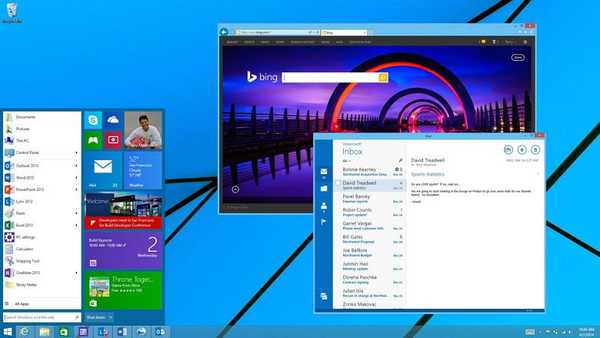 Windows 9 nový design plochých ploch, interaktivní panel úloh a Cortana