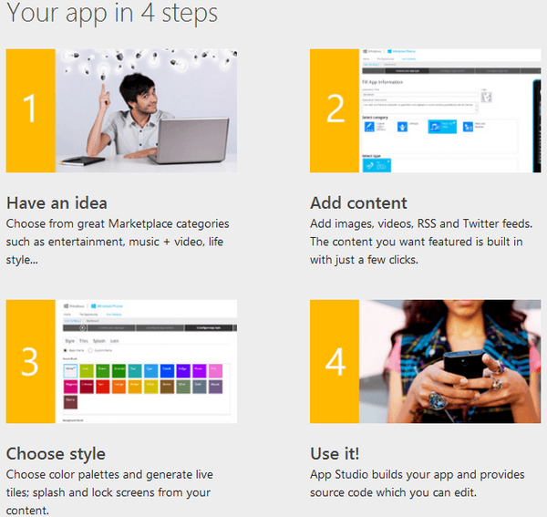 Windows Phone App Studio - уеб базиран инструмент за създаване на приложения